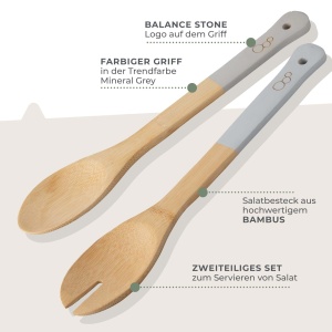 Set tacamuri pentru salata Fackelmann Bambus Balance Mineral Grey 100 FSC bambus - Img 2