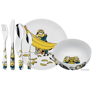 Set tacamuri si vesela pentru copii WMF Minions 6 piese inox Cromargan spalare usoara