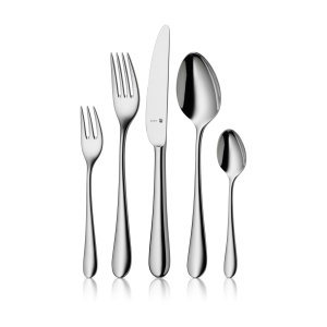 Set tacamuri WMF Merit, 30 piese, pentru 6 persoane, otel inoxidabil Cromargan, rezistent la zgarieturi