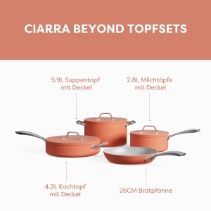 Set tigai Ciarra Beyond 4 piese, ceramic antiaderent, 26-28 cm, portocalie - Img 3