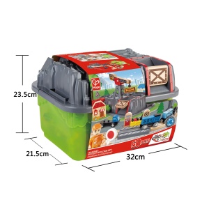 Set tren de jucarie Hape cu sine poduri si accesorii pentru copii 3 ani - Img 3