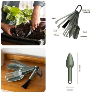 Set unelte pentru ingrijirea plantelor de interior Fiskars Urban Plant Care, 5 piese, otel inoxidabil, design compact, verde oliv, 1080778 - Img 5