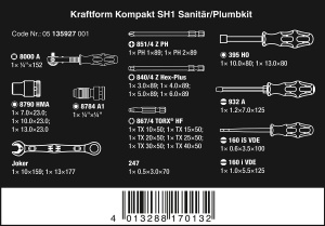 Set unelte Wera Kraftform Kompakt SH 1, 25 piese, pentru instalatii sanitare si incalzire - Img 2