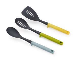 Set ustensile de bucatarie Joseph Joseph Duo 3 piese cu suport integrat ideal pentru vase antiaderente Opal