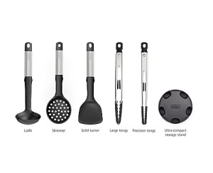 Set ustensile de bucatarie Joseph Joseph Elevate Fusion 5 piese silicon rezistent la caldura cu suport compact - Img 2