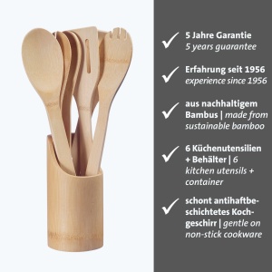 Set ustensile de bucatarie Westmark 6 piese Bambus Antiaderent Eco-Friendly - Img 2