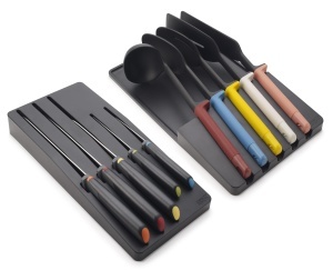 Set ustensile si cutite Joseph Joseph Elevate 10 piese organizare in sertar negrumulticolor
