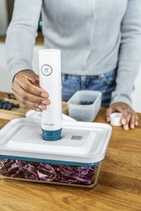Set vacuum ZWILLING Fresh Save 16 piese pompa cutii si pungi reutilizabile La Mer - Img 6