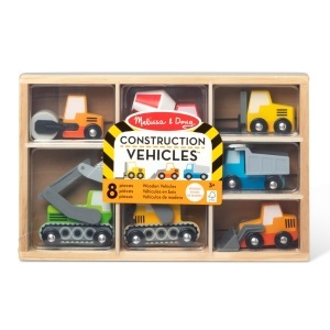 Set vehicule de constructii din lemn Melissa Doug, 7 piese, multicolor - Img 3