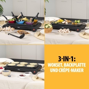 Set wok party Tristar BP-2827, multifunctional, 1000 W, negru, pentru 6 persoane - Img 2
