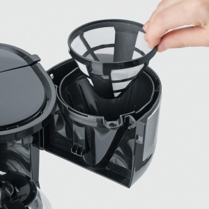 SEVERIN Aparat de cafea compact, cafea aromata cu aparat de cafea pentru pana la 4 cani, aparat de cafea la filtru cu filtru pivotant permanent, otel inoxidabil/negru, KA 4808 - Img 5
