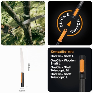 Sierra de gradina Fiskars OneClick, 330 g, otel, negruorange - Img 2