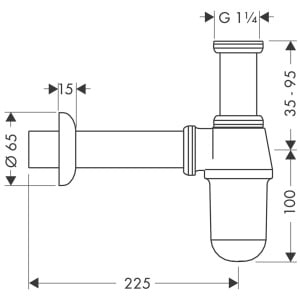 Sifon pentru chiuveta hansgrohe, crom, 95 mm, din alama - Img 2