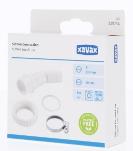 Sifon pentru spalatorie Xavax, 20mm, cu dublu racord, alb - Img 3