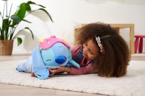 Simba Toys Disney Snuglets Stitch 40cm Plus Jucarie Moale cu Masca de Somn si Greutate 1500g - Img 2