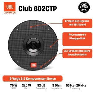 Sistem audio auto JBL Club 602CTP - 210W, 165mm, negru - Img 3