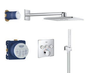 Sistem de dus GROHE SmartControl 310, crom, 2 tipuri de jet, design ultraflat