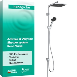 Sistem de dus hansgrohe Activera Q 290x180 mm, crom, cu EcoSmart, fara armatura
