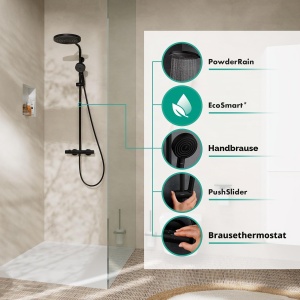 Sistem de dus hansgrohe Pulsify S Puro, Mattschwarz, 260 mm, EcoSmart - Img 2