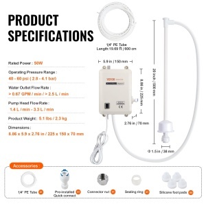 Sistem de pompare VEVOR pentru dozator de apa 5 galoane pompa electrica automata compatibila cu aparate de cafea si frigidere - Img 7