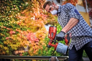 Sistem de pulverizare a vopselei fara fir Einhell TC-SY 18/60 Li-Solo Power X-Change (Li-Ion, 18 V, debit 650 ml/min, recipient de vopsea de 800 ml, inclusiv duza de 2,0 mm si 2,5 mm, livrat fara baterie si fara incarcator) - Img 4