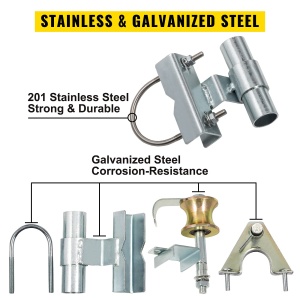 Sistem de usi glisante VEVOR 201 din otel inoxidabil roti cauciucate 15 cm kit complet pentru usi glisante - Img 3