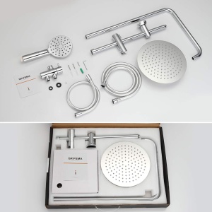 Sistem dus GRIFEMA G7005, dus cu efect de ploaie 25x25cm, inox - Img 7