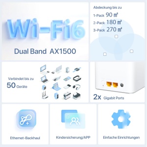 Sistem Mesh Wi-Fi Tenda Nova MX3 - AX1500, Dualband, 3 Noduri - Img 2