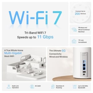 Sistem Wi-Fi Mesh TP-Link Deco BE65 Pro, Tri-Band, 5765 Mbits, 3 unitati - Img 4