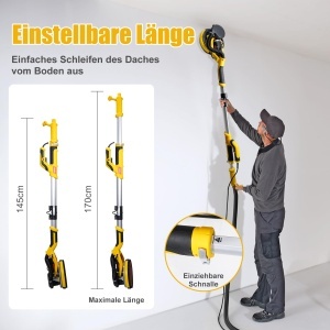 Slefuitor de perete HYCHIKA 750W cu maner telescopic si absorbtie de praf - Img 2