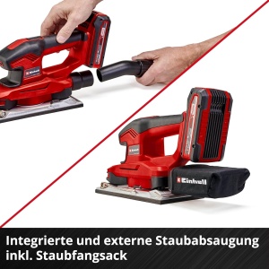 Slefuitor orbital cu acumulator Einhell TE-OS 18/230 Li Solo (electronica de viteza, micro velcro, placa de picior din aluminiu, sac de colectare a prafului, incl. 3x smirghel, fara baterie si incarcator) - Img 9