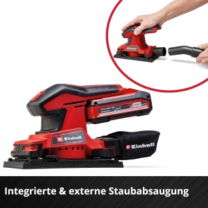 Slefuitor orbital fara fir Einhell TC-OS 18/187 Li Solo Power X-Change (litiu-ion, micro-velcro, suprafete de prindere cu prindere moale, incl. 1x smirghel, fara baterie si incarcator), rosu - Img 8