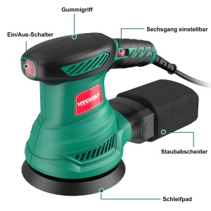 Slefuitor orbital HYCHIKA 300W 6 viteze cu 12 foi de smirghel si sistem de colectare a prafului - Img 6