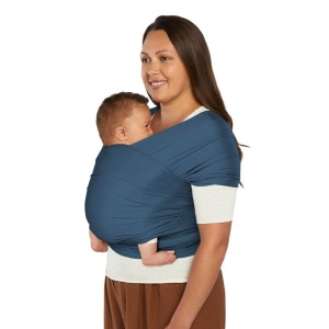 Sling pentru copii Ergobaby pentru nou-nascuti de la nastere pana la 11,3 kg, sling Aura Mesh din poliester reciclat si elastan, elastic si respirabil, sling unisex, Twilight Navy - Img 2