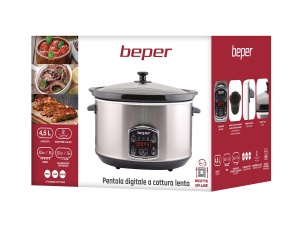 Slow Cooker Beper BC.510, 280W, 4.5L, Negru si Otel, Display Digital - Img 7