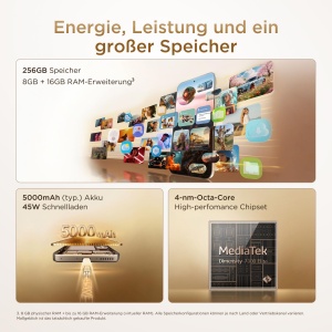 Smartphone TCL P80, 256GB, 50MP, 6.83 AMOLED, Gold - Img 8