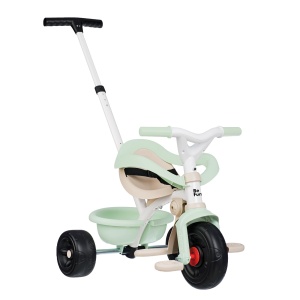 Smoby - Be Fun Comfort Green - Vehicul pentru copii de la 10 luni - Crescand cu copilul - Bara de impingere cu geanta de cumparaturi
