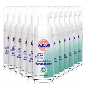 Solutie de Dezinfectare pentru Maini Sagrotan, 12 x 50ml, Fara Alcool, Antibacterian