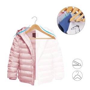 SONGMICS Umerase pentru copii set de 20 de umerase pentru copii 35 cm lungime Umerase din lemn lemn masiv cu punte antiderapanta pentru pantaloni si c - Img 8