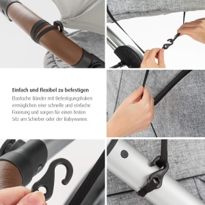 Sonnenschutz pentru copii reer ShineSafe, gri, UPF 50, cu sistem de prindere elastic - Img 7