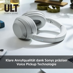 Sony ULT WEAR | Casti Bluetooth fara fir cu anulare a zgomotului | cu microfon, baterie de 30 h, functie de amplificare a basului | Potrivit pentru sport, placere muzicala, calatorii si munca, Off-White - Img 8