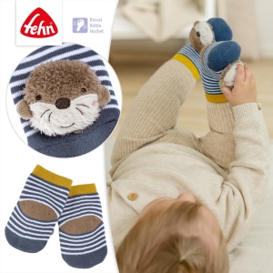 Sosete cu Rassel Otter Theo Activitate pentru bebelusi, 0-12 luni, din bumbac - Img 5