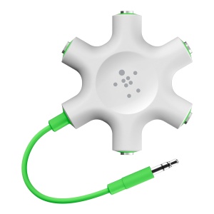 Splitter audio Belkin F8Z274BT Rockstar, 5 cai, alb-verde, material textil