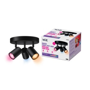 Spot LED WiZ Imageo 3er, dimmabil, 16 milioane culori, negru