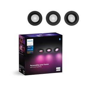 Spoturi LED Philips Hue White Color Ambiance, 3 buc, 1050 lm, dimabile, negru