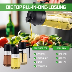 Spray de ulei GOURMETmaxx 2-in-1 din sticla, 470 ml, set de 2, reutilizabil - Img 7