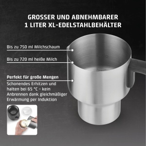 Spumator de lapte CASO PremiumLatte XL, 1 litru, inductie, inox - Img 6