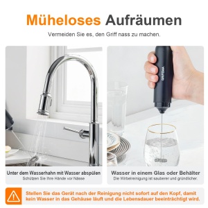 Spumator de lapte GRIFEMA, reincarcabil, 13000 Umin, din inox, portabil - Img 7