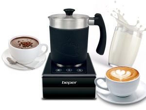 Spumator lapte Beper BB.200, 650W, 500ml, temperaturi ajustabile, negruargintiu