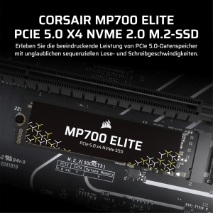 SSD NVMe Corsair MP700 Elite 1TB PCIe 5.0, 10000MBs, M.2 2280, Negru - Img 2